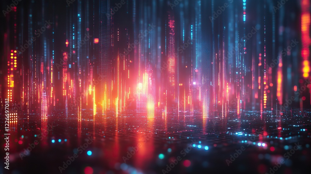 Fototapeta premium Abstract blue, red, and green background with digital glitch effect, futuristic cyberpunk design and neon colors.