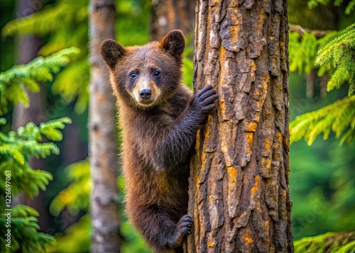 Alaskan Bear Cub in Tree, Urban Exploration Style