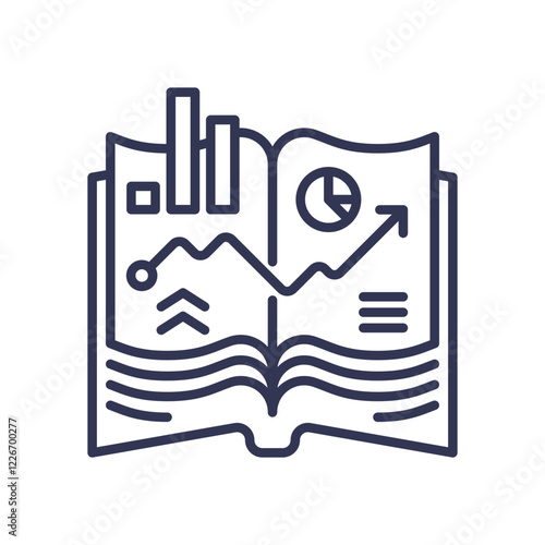 Open book with graphs and charts symbolizes historical data analysis.