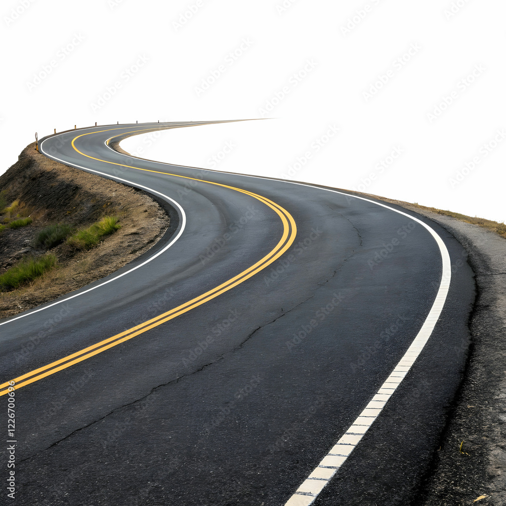 Fototapeta premium Endless Journey: Winding Two-Lane Road Vanishing into the Distance