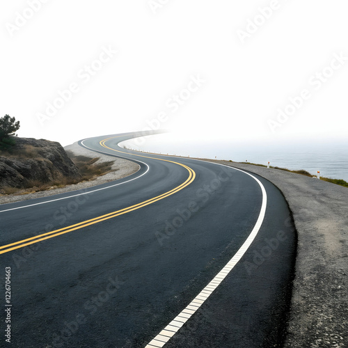 Endless Journey: Winding Two-Lane Road Vanishing into the Distance