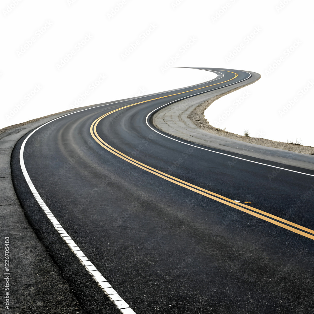 Obraz premium Endless Journey: Winding Two-Lane Road Vanishing into the Distance