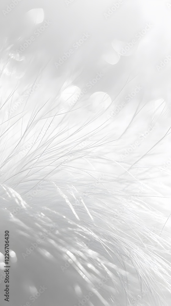 Obraz premium 42. A soft, airy white fur texture with tiny strands catching the light