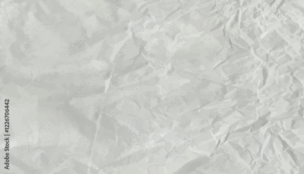 Naklejka premium Crumpled grey paper texture. Abstract light background with wrinkled cardboard texture. Vector illustration horizontal fold crumpled empty white paper template for posters and banners