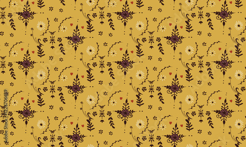 Seamless abstract  ethnic pattern on yellow background  design for fashion prints textile fabric and surfaces 