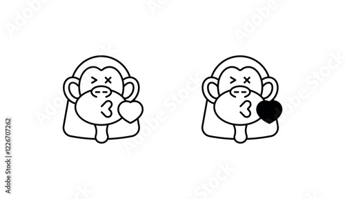 Ape kiss icon design with white background stock illustration