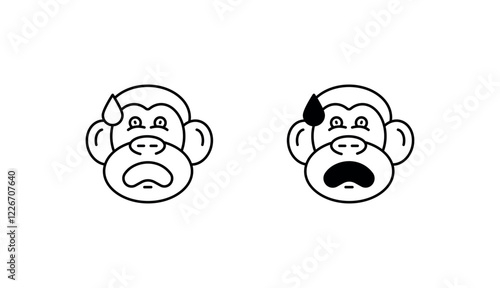 Ape Confused icon design with white background stock illustration
