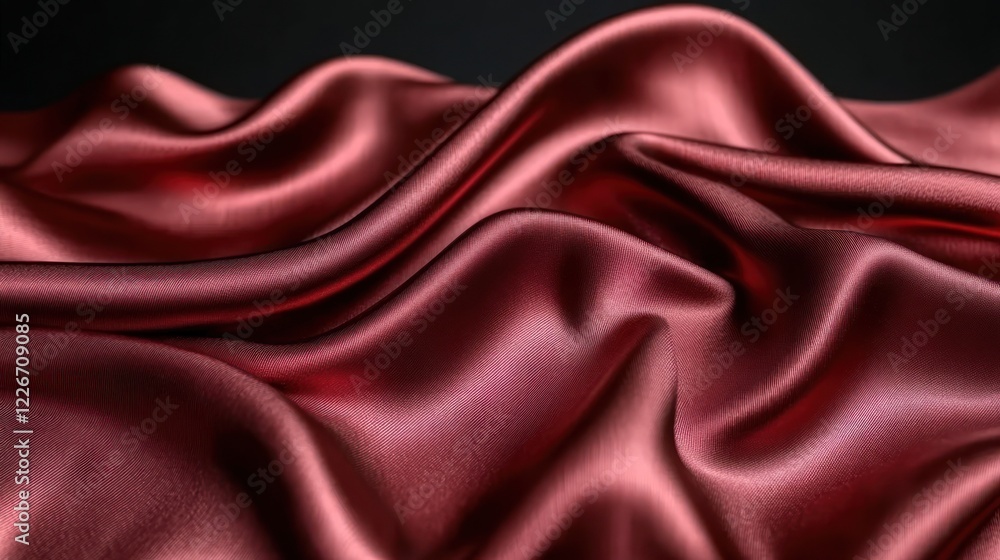 Red silk fabric drapes, dark background, luxury texture, product display Red silk fabric drapes, dark background, luxury texture, product display