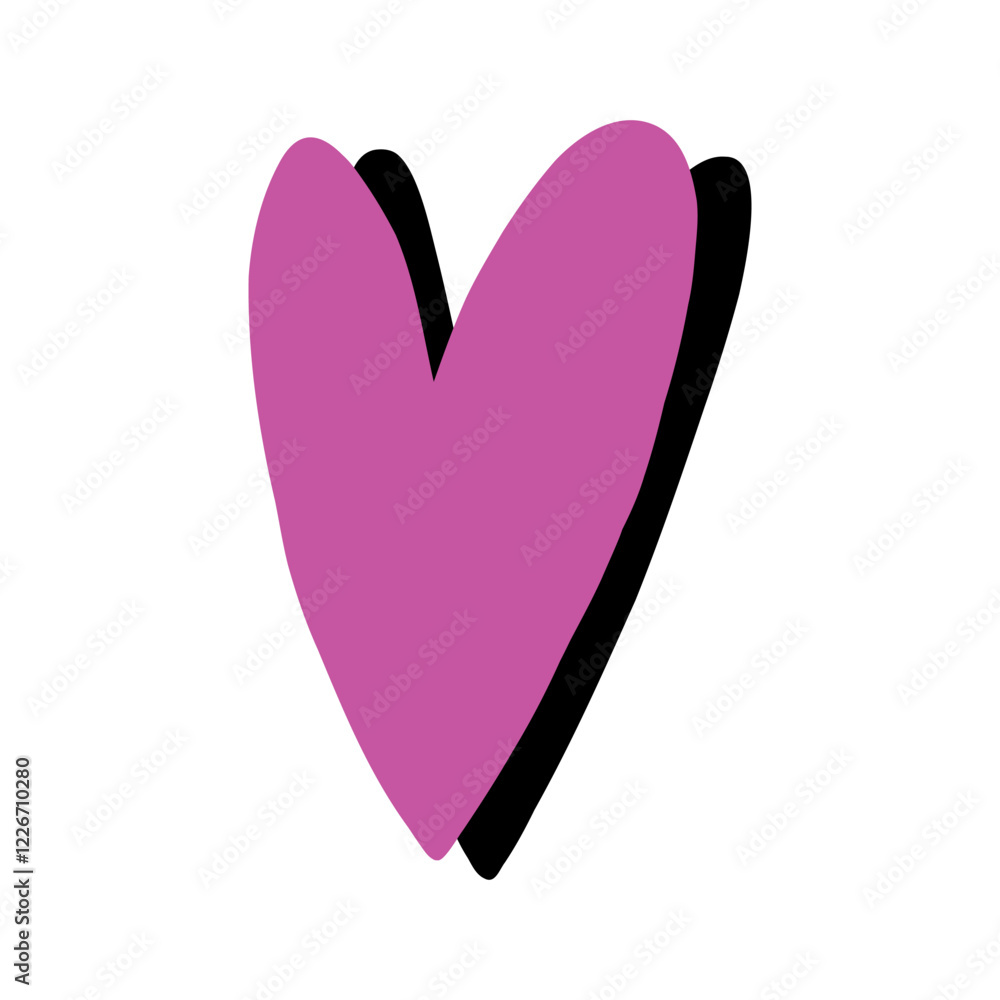 Doodle Colorful Heart Shadow. Simple Love Mascot Shape. Hand Drawn Vector Isolated Illustration Doodle Colorful Heart Shadow. Simple Love Mascot Shape. Hand Drawn Vector Isolated Illustration