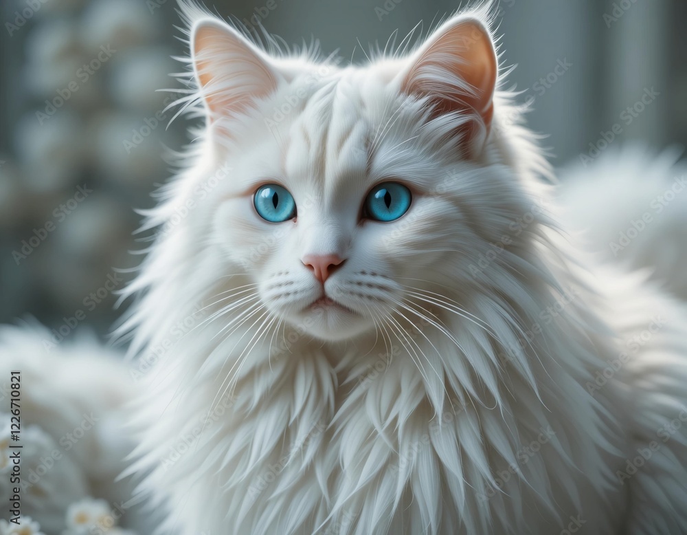 Gorgeous White Cat with Enchanting Eyes Gorgeous White Cat with Enchanting Eyes