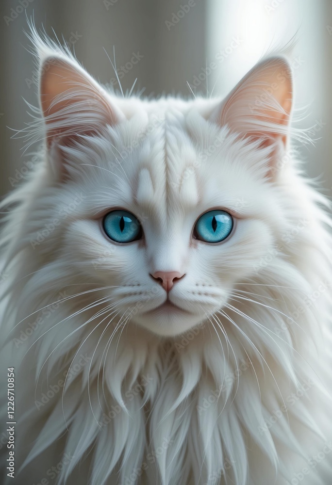 Majestic White Cat with Striking Blue Eyes Majestic White Cat with Striking Blue Eyes