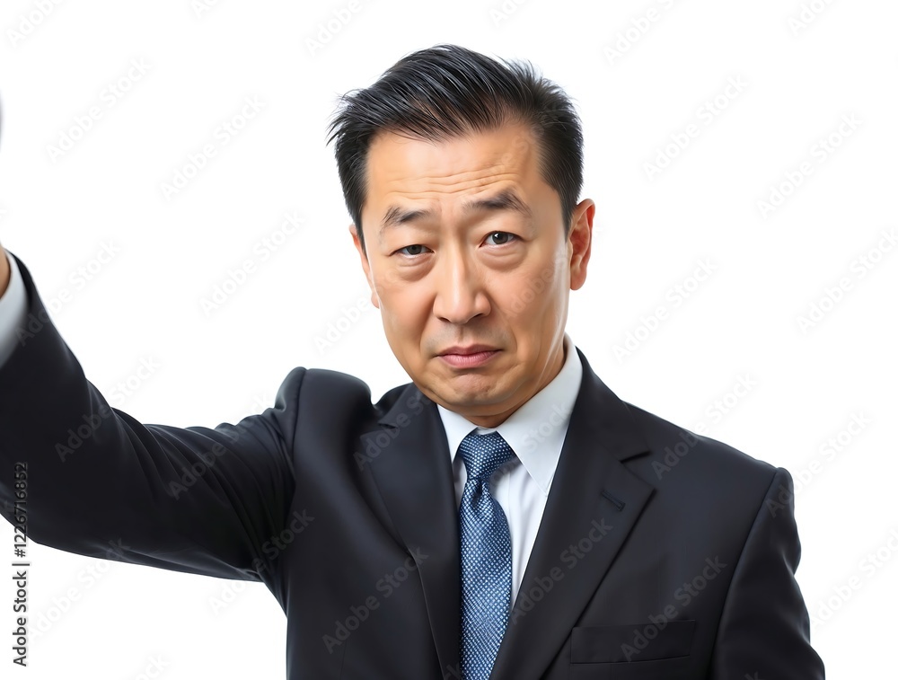 Disapproving Businessman Gesturing No in Suit Disapproving Businessman Gesturing No in Suit