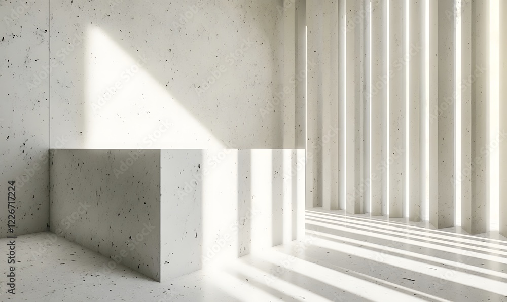 Fototapeta premium Sunlit Concrete Room Display Platform
