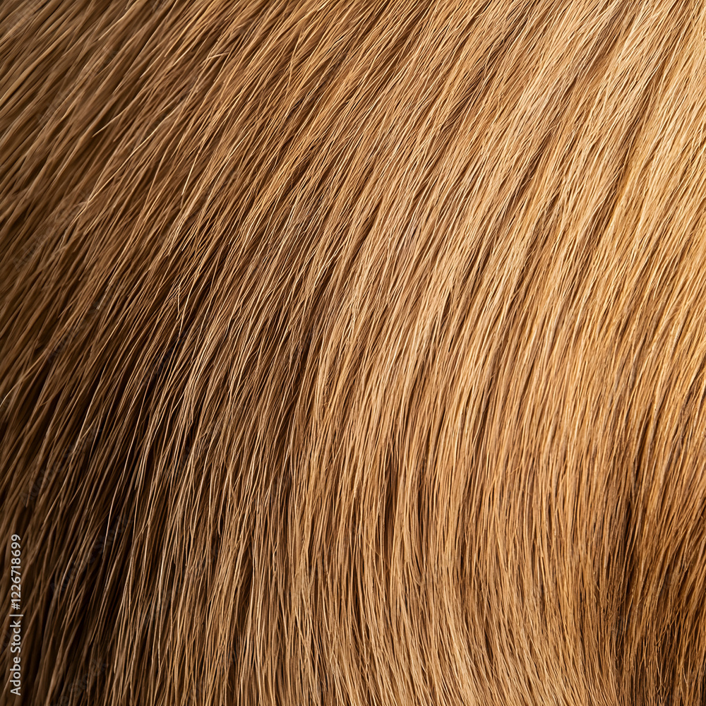 Close-up of light brown animal fur texture. Background shows no details. Possible use for product backdrop or design element Close-up of light brown animal fur texture. Background shows no details. Possible use for product backdrop or design element