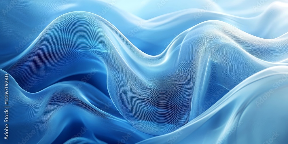 Obraz premium Abstract blue lines, fluid design, 3d render, Generative AI