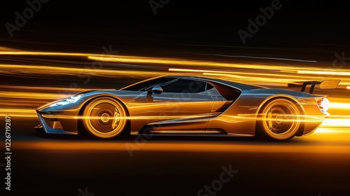 High-Speed Sports Car on Blurred Highway