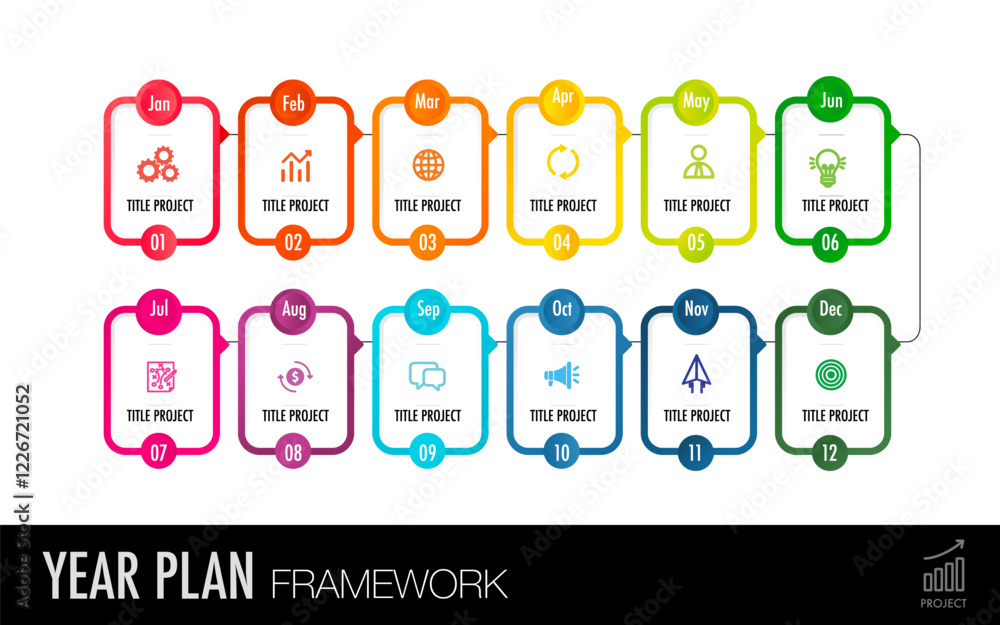 Business year plan infographic template frame work Business year plan infographic template frame work