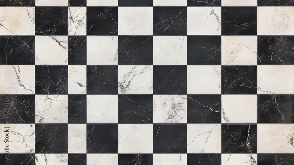 Fototapeta premium Classic black-and-white checkered chessboard pattern, seamless and bold. 