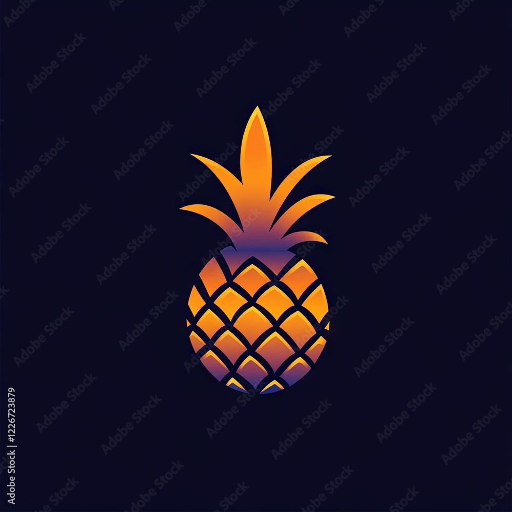 Obraz premium Pineapple logo on black isolated background