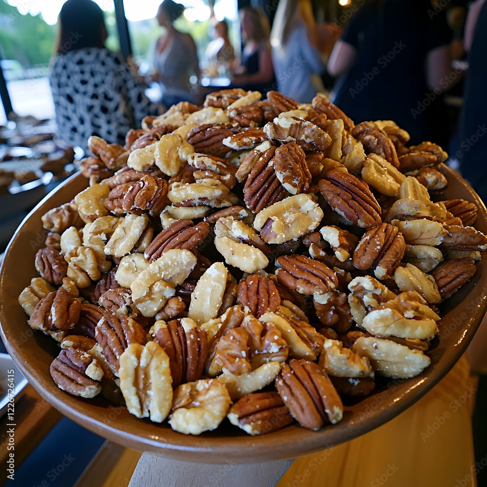 Obraz premium Pecans walnuts bowl event catering healthy snack