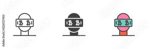 Digital money for virtual life different style icon set