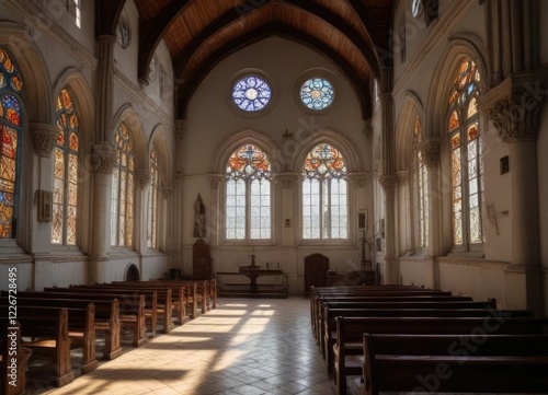 Historic church in Trancoso Square with stunning stained glass windows and architectural details , porto seguro, trancoso square, historic church