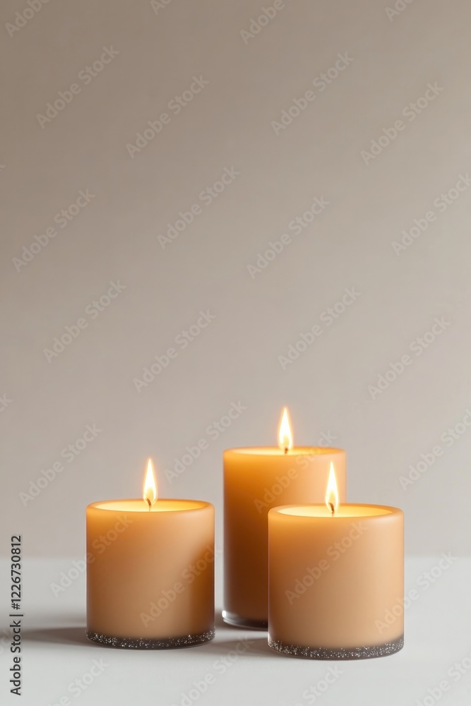 Warm candles create soothing ambiance, casting gentle light on m Warm candles create soothing ambiance, casting gentle light on m