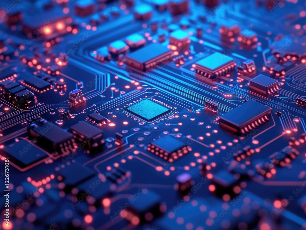 Obraz premium High-Resolution Close-Up of Electronic Circuit Board