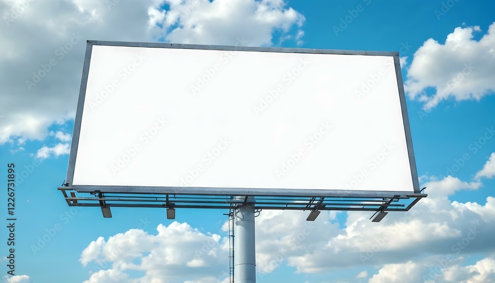 Blank billboard against a clear blue sky, ideal for mockup advertising opportunities Blank billboard against a clear blue sky, ideal for mockup advertising opportunities