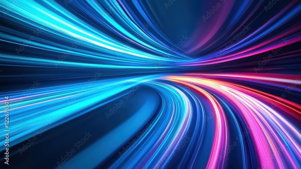 A vibrant swirl of blue and pink light trails creates a dynamic, futuristic ambiance. A vibrant swirl of blue and pink light trails creates a dynamic, futuristic ambiance.