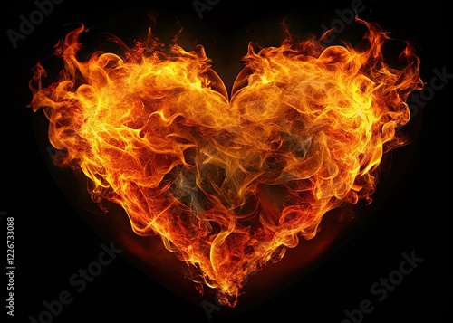 Drone Shot: Colorful Heart Flame on Black Background