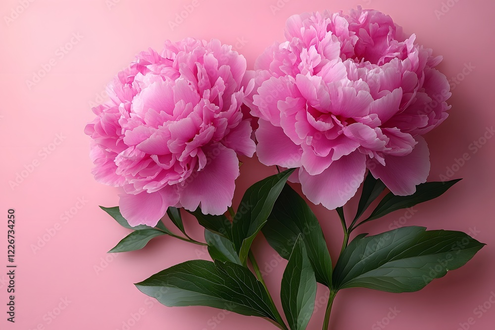 Vibrant Pink Peonies on Soft Pink Background - Floral Elegance for Decor Vibrant Pink Peonies on Soft Pink Background - Floral Elegance for Decor