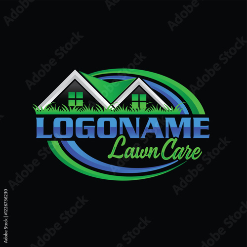 фотографія lawncare logo with editable vector file