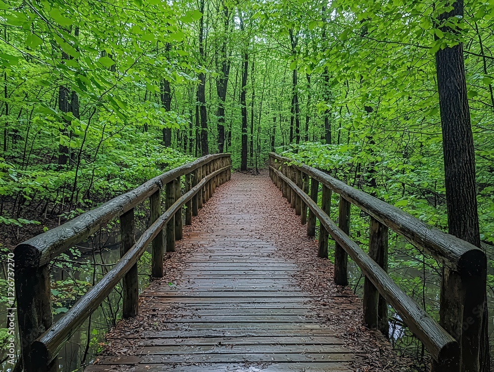 Walkway in a green spring beech forest beautiful, landscape Walkway in a green spring beech forest beautiful, landscape