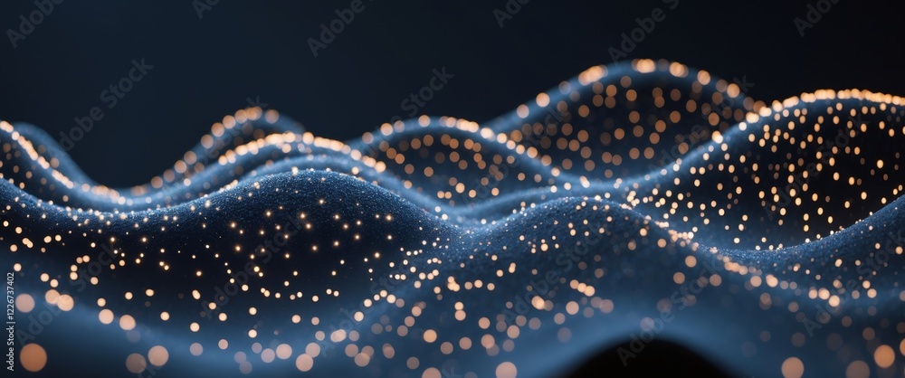 Abstract Waveform With Glowing Particles on a Dark Background. Abstract Waveform With Glowing Particles on a Dark Background.