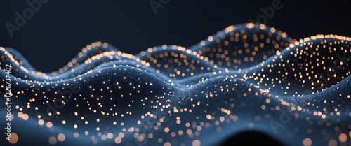 Abstract Waveform With Glowing Particles on a Dark Background.