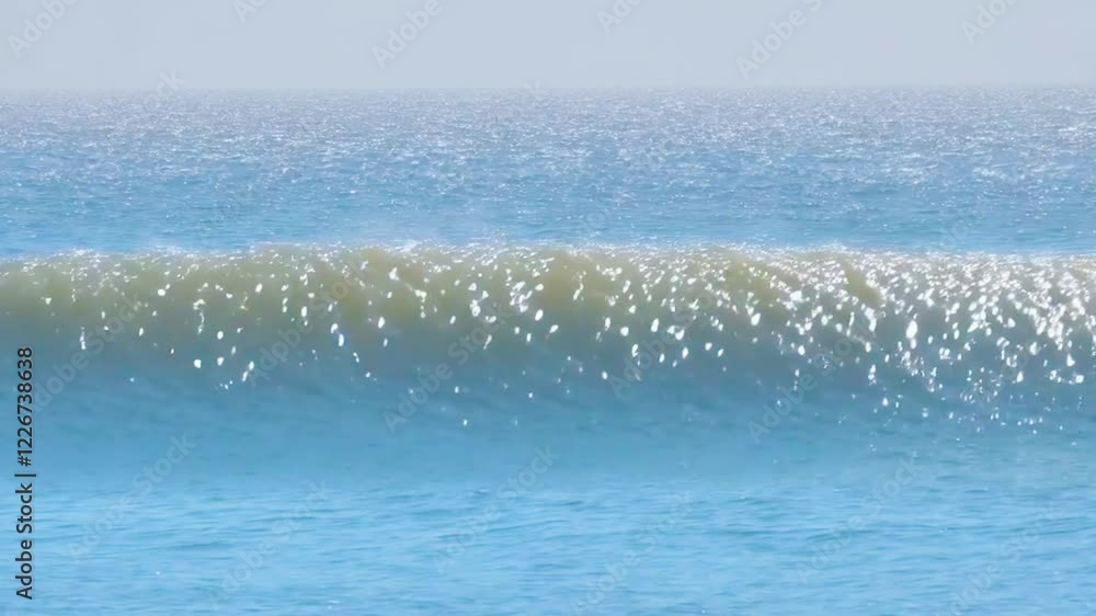 Wind raises white waves on sea. Landscapes overlooking beach. 4k Video. generated with AI Wind raises white waves on sea. Landscapes overlooking beach. 4k Video. generated with AI