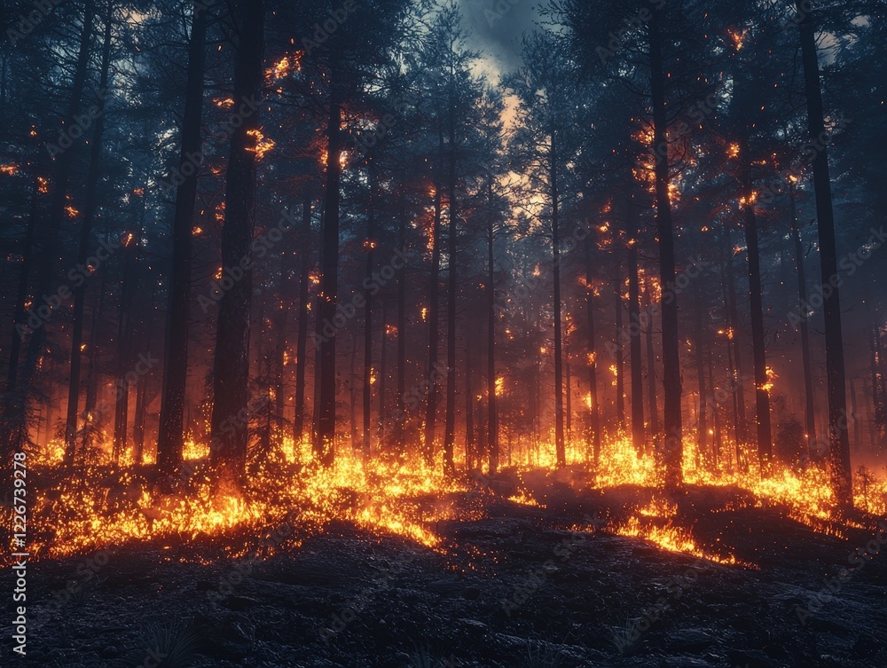Forest fires are burning the forests in summer, nature landscape Forest fires are burning the forests in summer, nature landscape