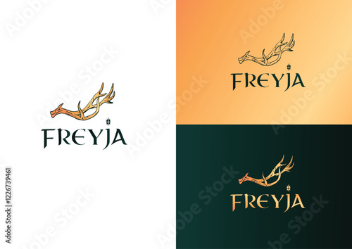 Luxury antler logo design concept 