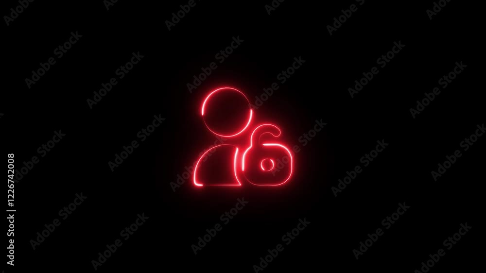 profile Lock logo icon animation with neon glowing lines on a black background. profile Lock logo icon animation with neon glowing lines on a black background.