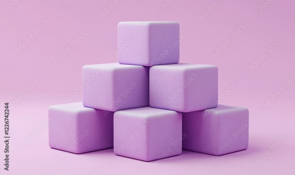 Abstract purple cubes, geometric design, 3d render, Generative AI Abstract purple cubes, geometric design, 3d render, Generative AI