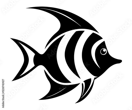 angelfish silhouette vector illustration on white backgroend
