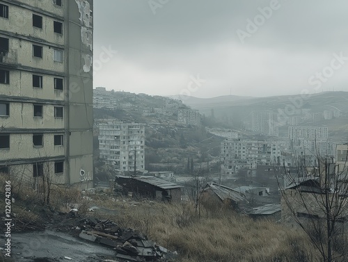 Bleak urban landscape, scenery, view, scene, paysage, cityscape photo