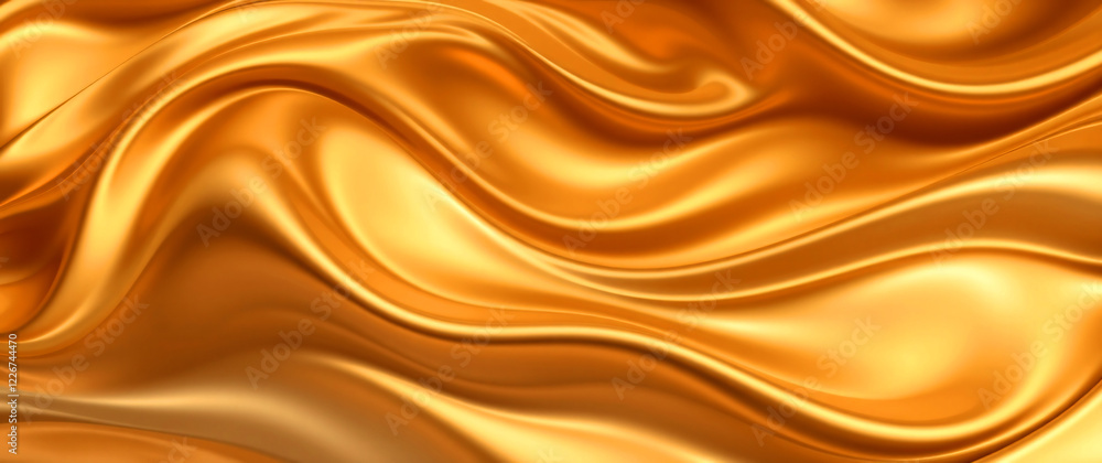 Fototapeta premium Abstract Curved gold shape with Lighting Effect – Luxury Design on gold Background with Copy Space.