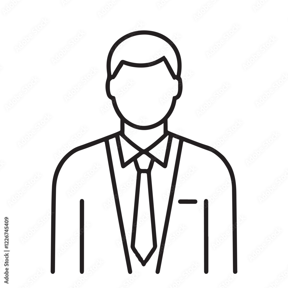Simple Man in Suit Icon Line Art Graphic Simple Man in Suit Icon Line Art Graphic