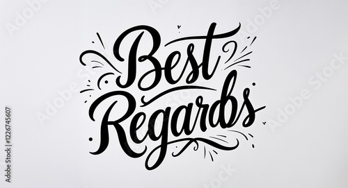 best regards calligraphy lettering black ink on plain white background
