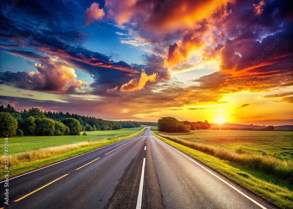 Empty Country Highway - AI Photorealistic Landscape Empty Country Highway - AI Photorealistic Landscape