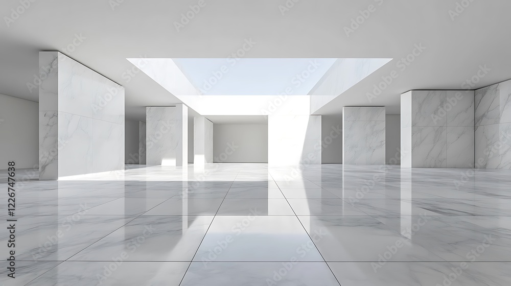 Fototapeta premium Modern Marble Hallway With Skylight And Columns