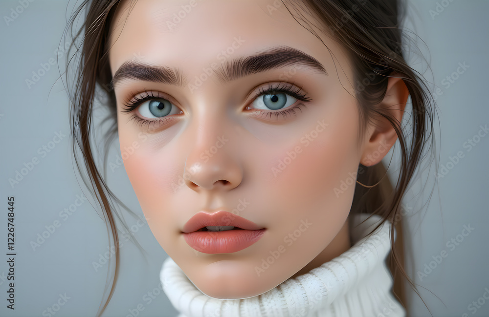 Beautiful woman in a turtleneck sweater, perfect for fashion or beauty stock photography. Beautiful woman in a turtleneck sweater, perfect for fashion or beauty stock photography.
