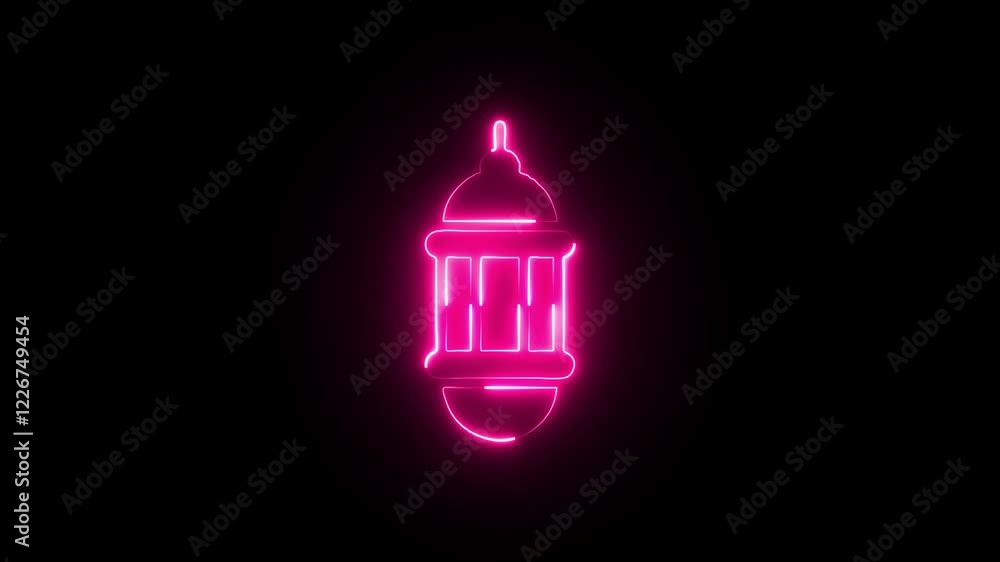 Glowing Neon Lanterns Isolated on Black Background. Animated Lanterns Design Elements. Hanging lights for Ramadan and islamic holidays concept. Glowing Neon Lanterns Isolated on Black Background. Animated Lanterns Design Elements. Hanging lights for Ramadan and islamic holidays concept.